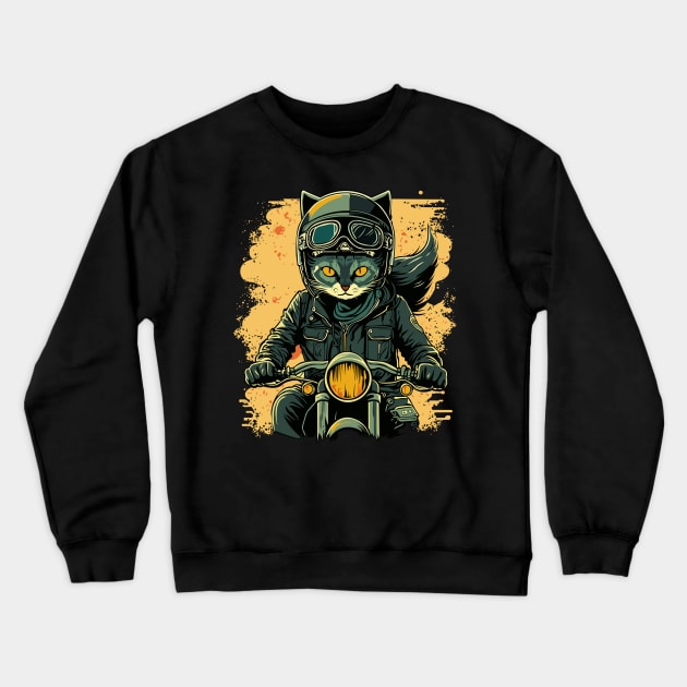 Racer cat Crewneck Sweatshirt by ananastya